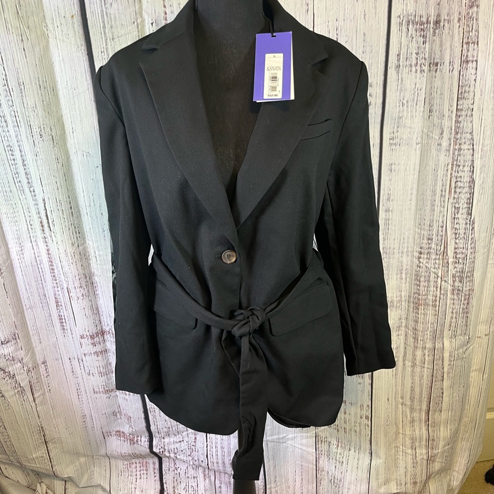 NWT Future Collective Kahlana Barfield Brown Target Tie-Front Blazer Black - Picture 1 of 4